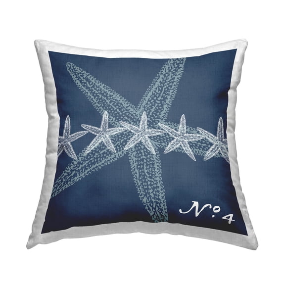 Stupell Industries Navy Blue Starfish Pattern Printed Throw Pillow Design by Geoff Tygert