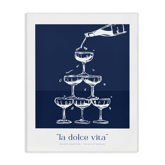 Stupell Industries Navy Champagne Tower Canvas Wall Art design by Lettered and Lined, 40 x 30