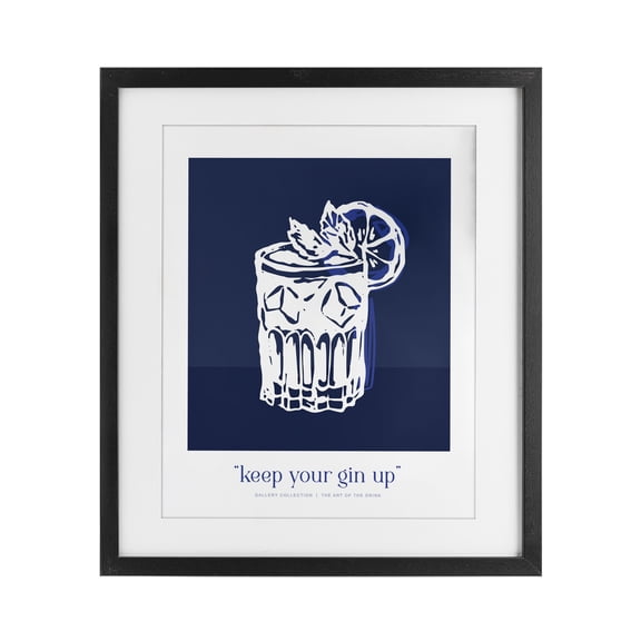Stupell Industries Navy Keep Your Gin Up Black Framed Print Under Glass design by Lettered and Lined, 16 x 13
