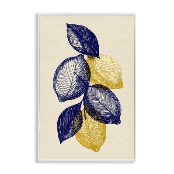 Stupell Industries Shabby Chic Navy Lemons Botanical Sketch White Framed Giclee Art, 20 x 30, by Petals Prints Design