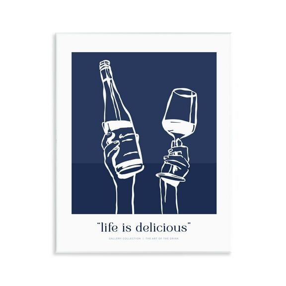 Stupell Industries Navy Life Is Delicious Wall Plaque Art design by Lettered and Lined, 14 x 11