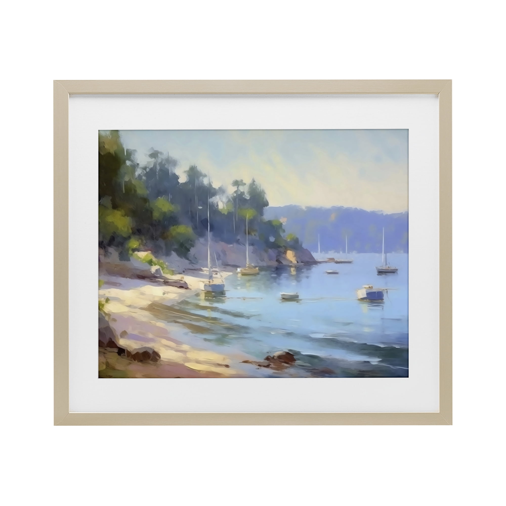 Stupell Industries Near The Shore Summer Sailing Birch Framed Print Under Glass, design by Creative Studio