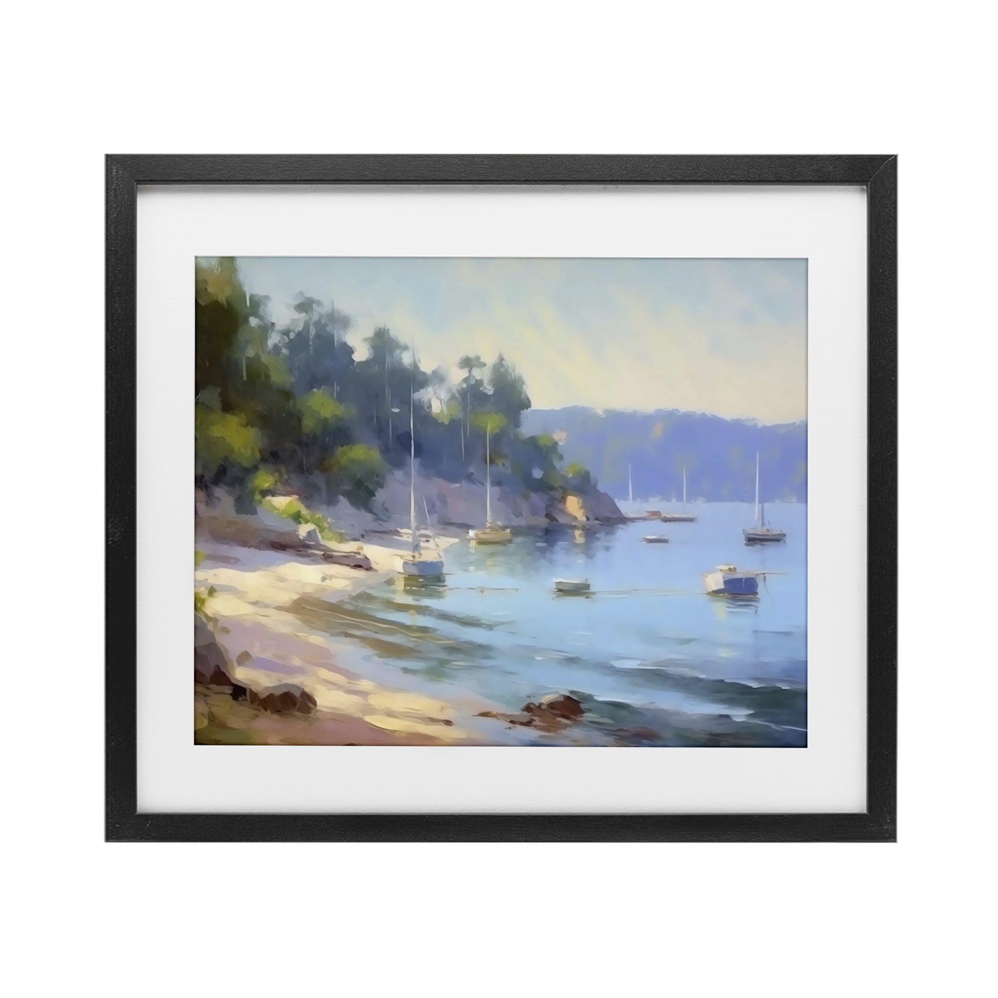 Stupell Industries Near The Shore Summer Sailing Black Framed Print Under Glass, design by Creative Studio