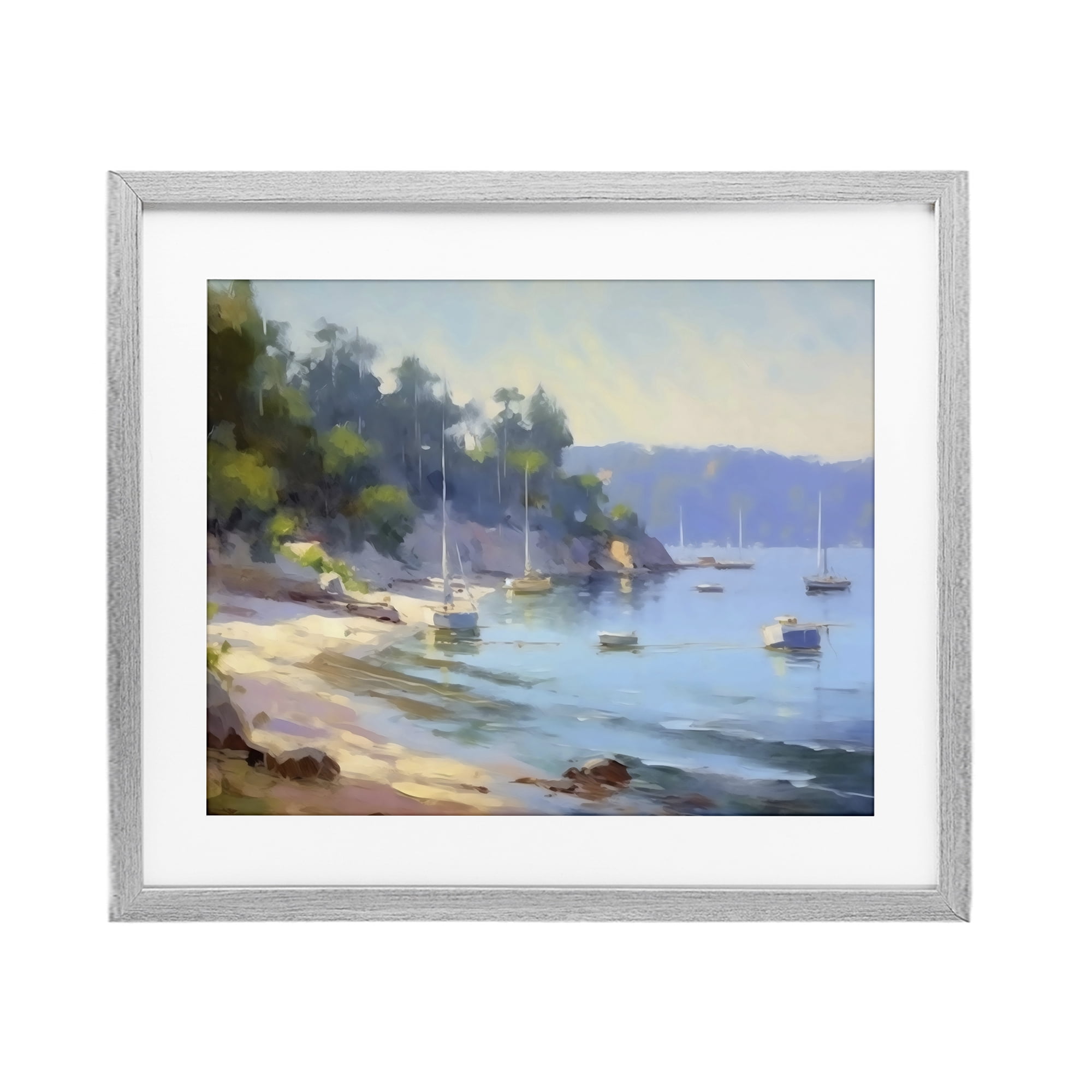 Stupell Industries Near The Shore Summer Sailing Gray Framed Print Under Glass, design by Creative Studio