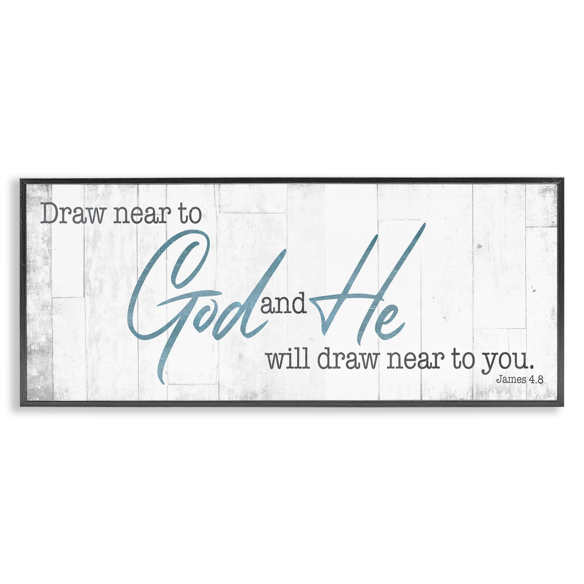 Stupell Industries Near to God Charming Proverb Religious Painting Black Framed Art Print Wall Art, 30 x 13