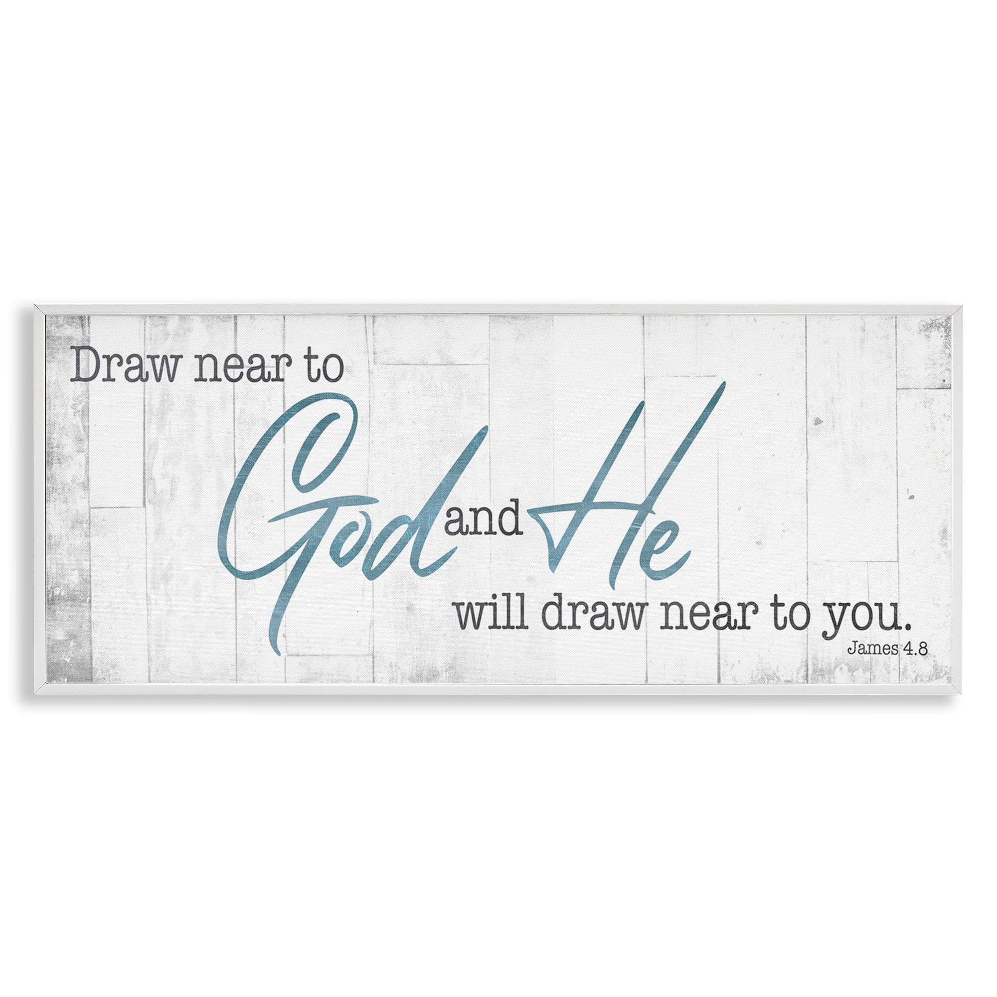 Stupell Industries Near to God Charming Proverb Religious Painting White Framed Art Print Wall Art, 30 x 13