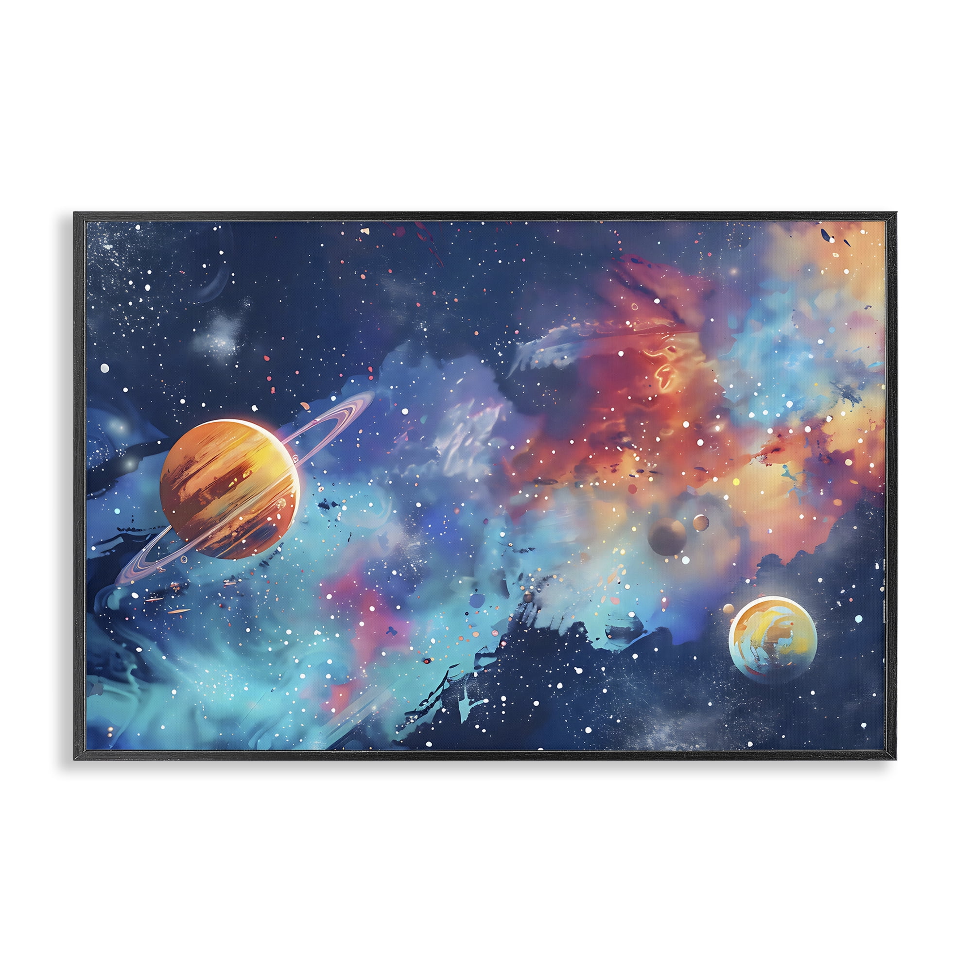 Stupell Industries Nebula Dreams Scattered Planets Black Framed Giclee Art, design by Creative Studio