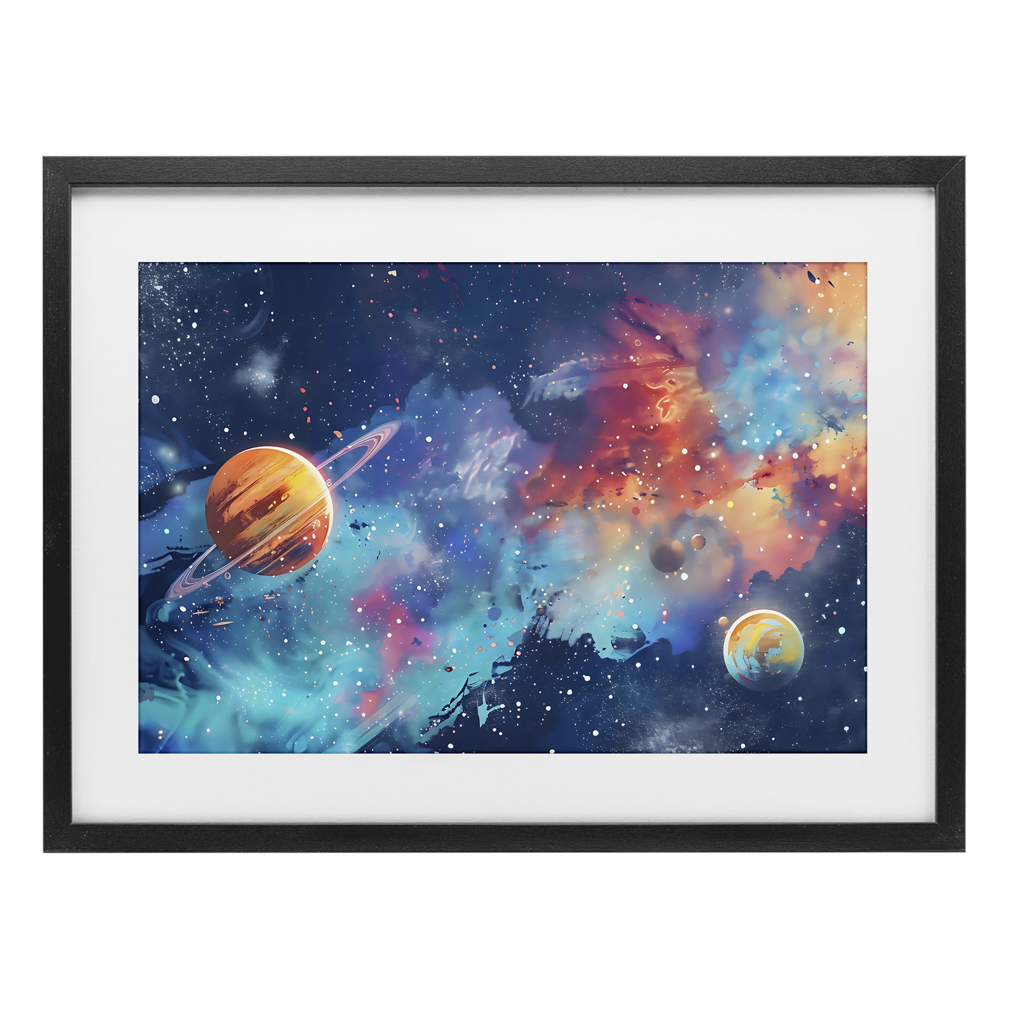 Stupell Industries Nebula Dreams Scattered Planets Black Framed Print Under Glass, design by Creative Studio