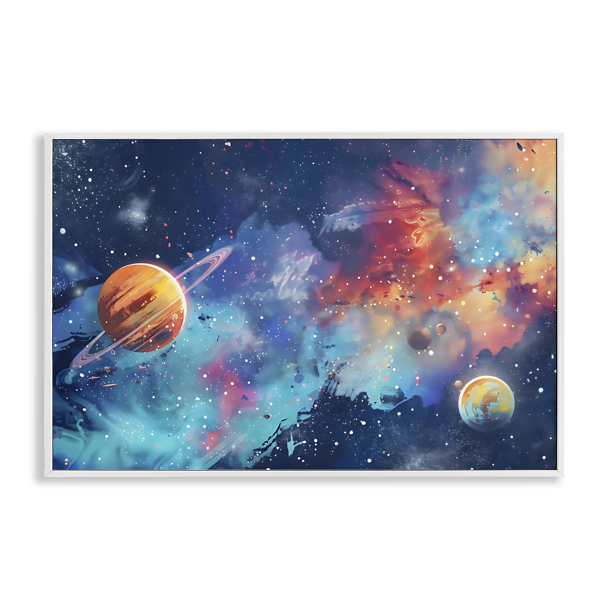 Stupell Industries Nebula Dreams Scattered Planets White Framed Giclee Art, design by Creative Studio