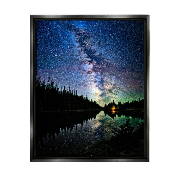 Stupell Industries Nebula Over Lake Landscape Nature Photography Black Floater Framed Art Print Wall Art, 17 x 21