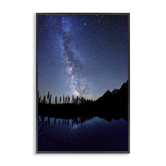 Stupell Industries Nebula Reflection in Lake Landscape & Nature Photography Black Framed Art Print Wall Art, 12 x 18
