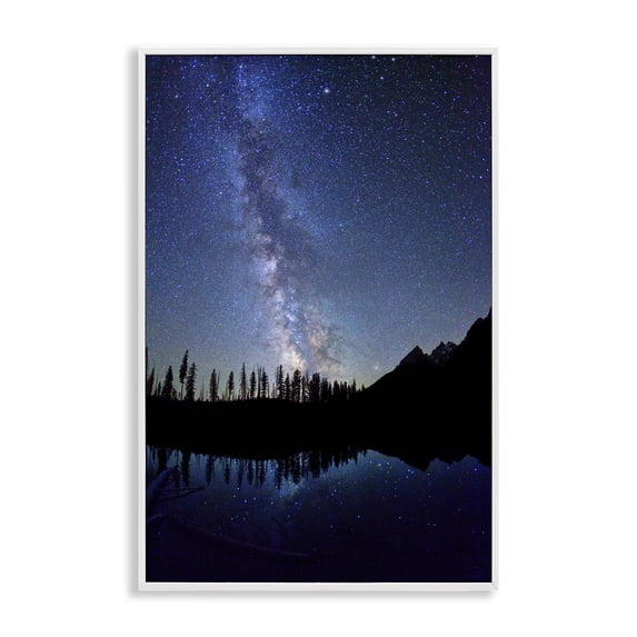 Stupell Industries Nebula Reflection in Lake Landscape & Nature Photography White Framed Art Print Wall Art, 12 x 18