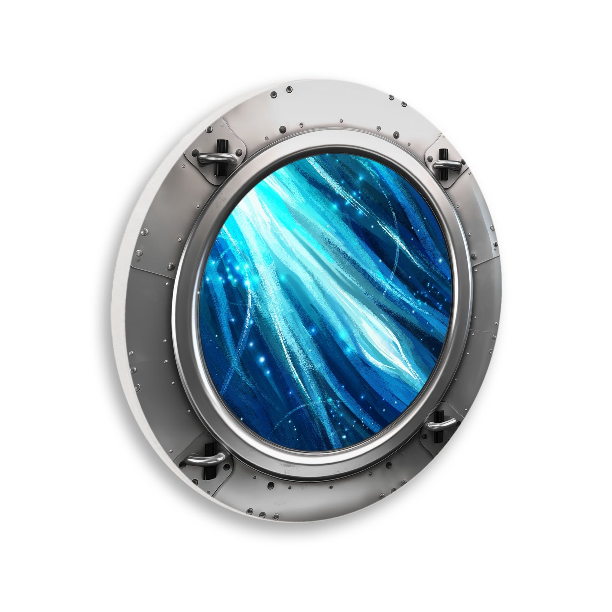 Stupell Industries Nebula Spaceship Porthole STEM Painting Unframed Art Print Wall Art, 12 x 12