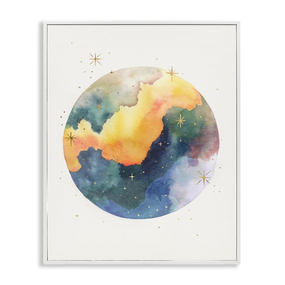 Stupell Industries Eclectic Nebula & Stars Watercolor White Framed Giclee Art, 24 x 30, by Michael Willett