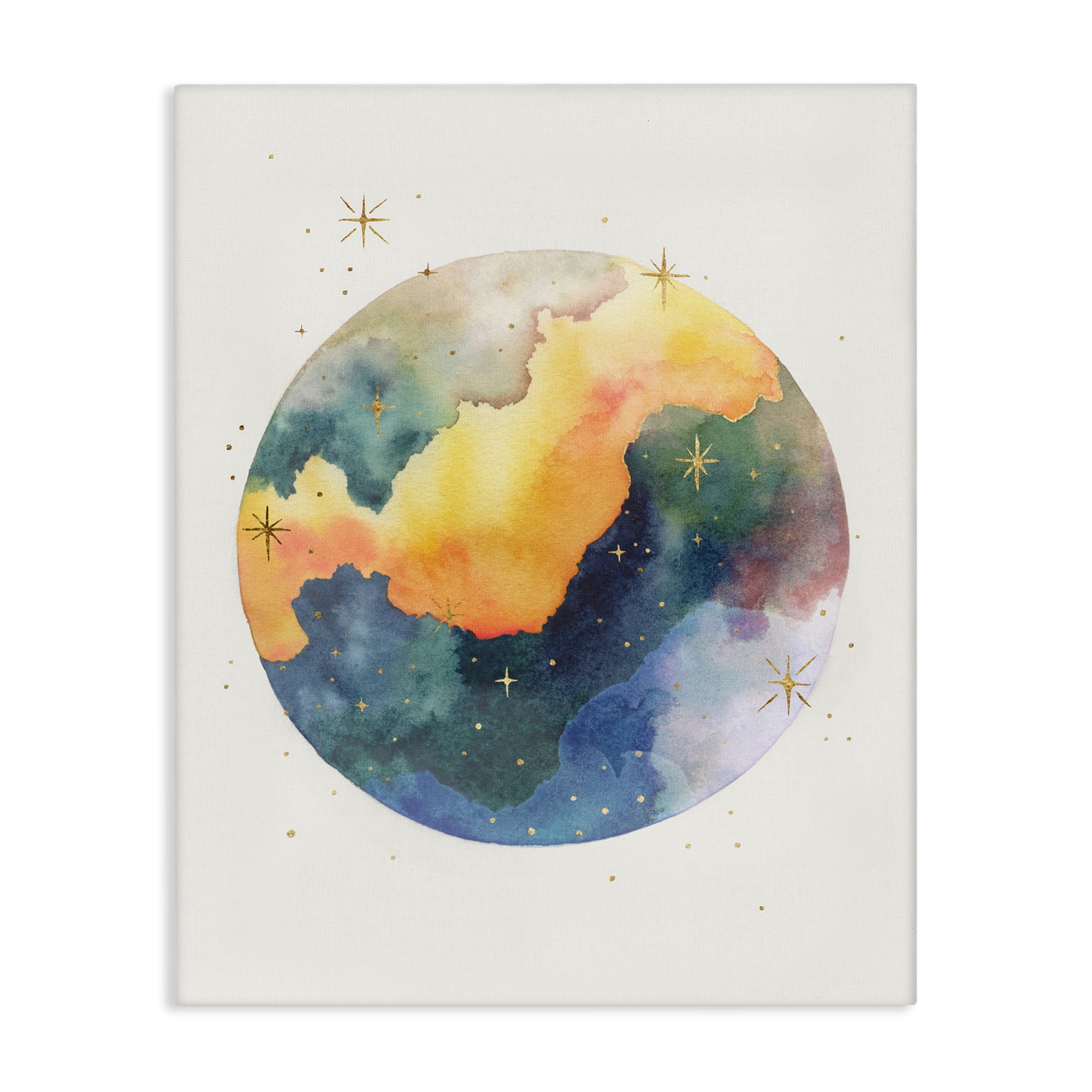 Stupell Industries Nebula & Stars Watercolor STEM Painting Wrapped Canvas Art Print Wall Art, 36 x 48