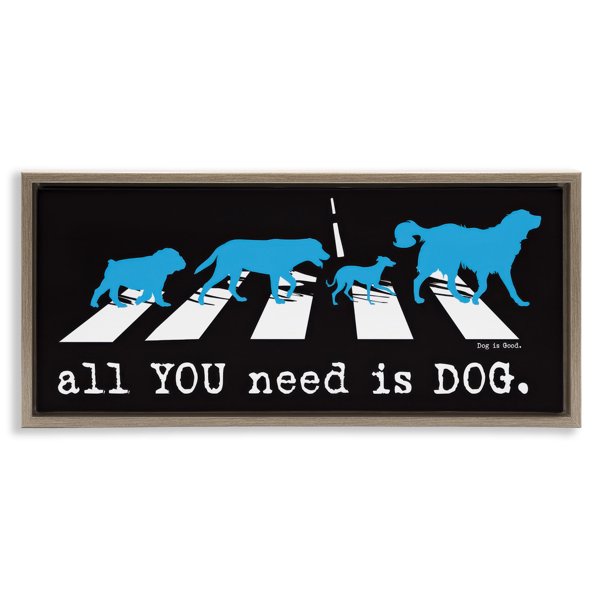 Stupell Industries Need Dog Music Pun Animals Painting Brown Floater Framed Canvas Art Print Wall Art, 25 x 11