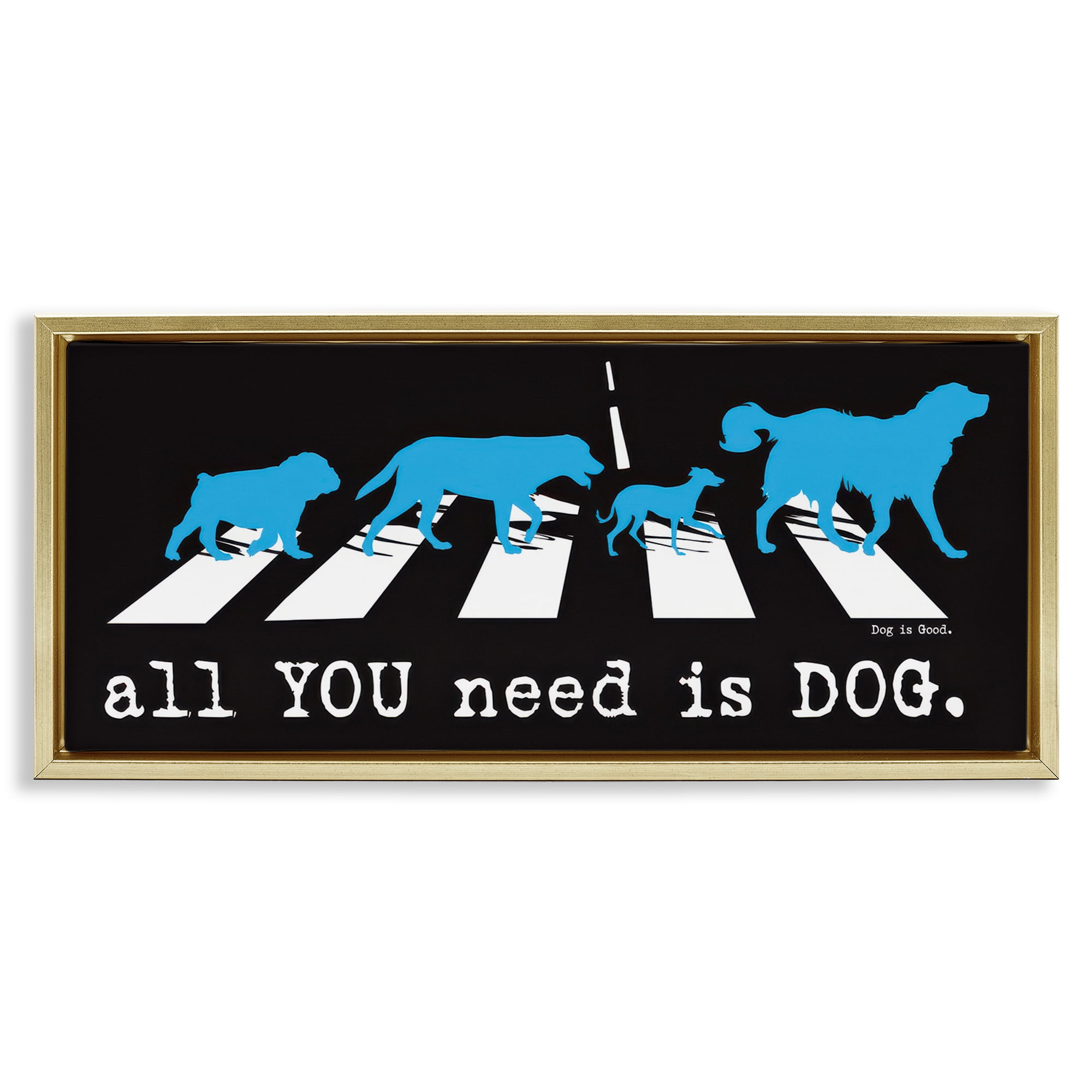 Stupell Industries Need Dog Music Pun Animals Painting Gold Floater Framed Canvas Art Print Wall Art, 25 x 11