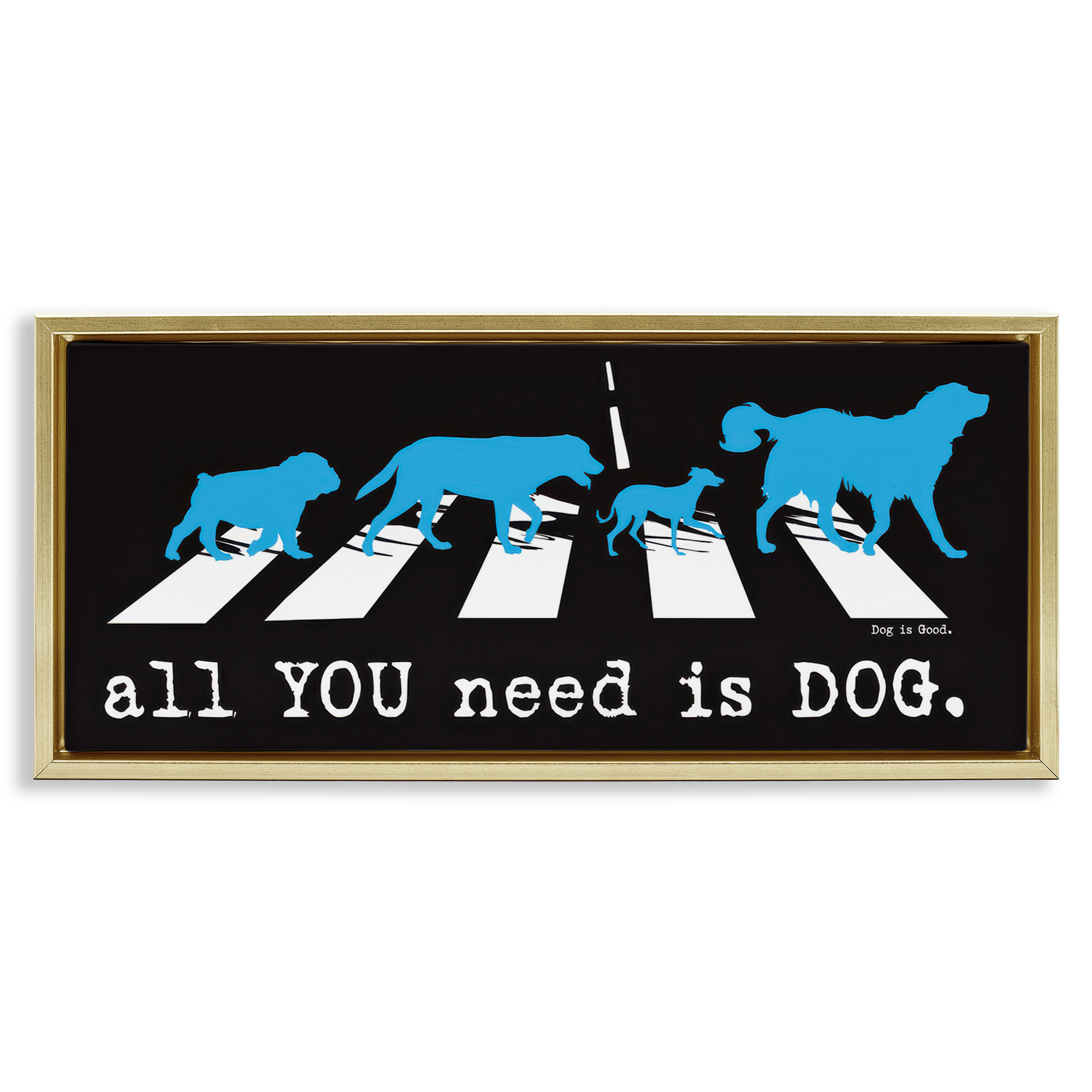 Stupell Industries Need Dog Music Pun Animals Painting Gold Floater Framed Canvas Art Print Wall Art, 31 x 14