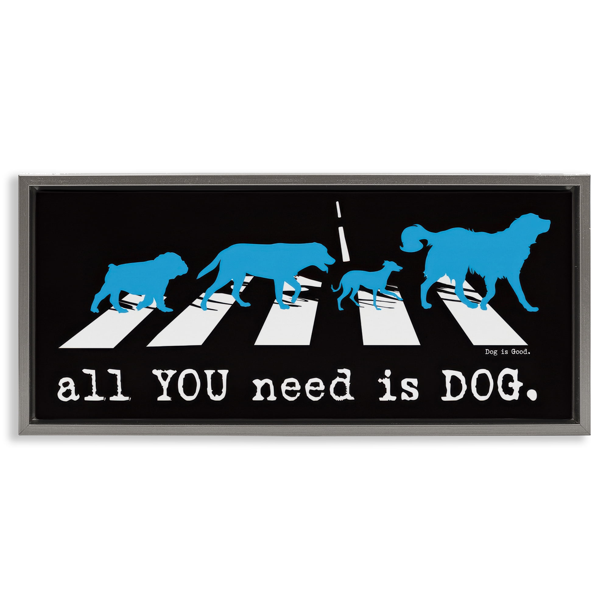 Stupell Industries Need Dog Music Pun Animals Painting Gray Floater Framed Canvas Art Print Wall Art, 31 x 14