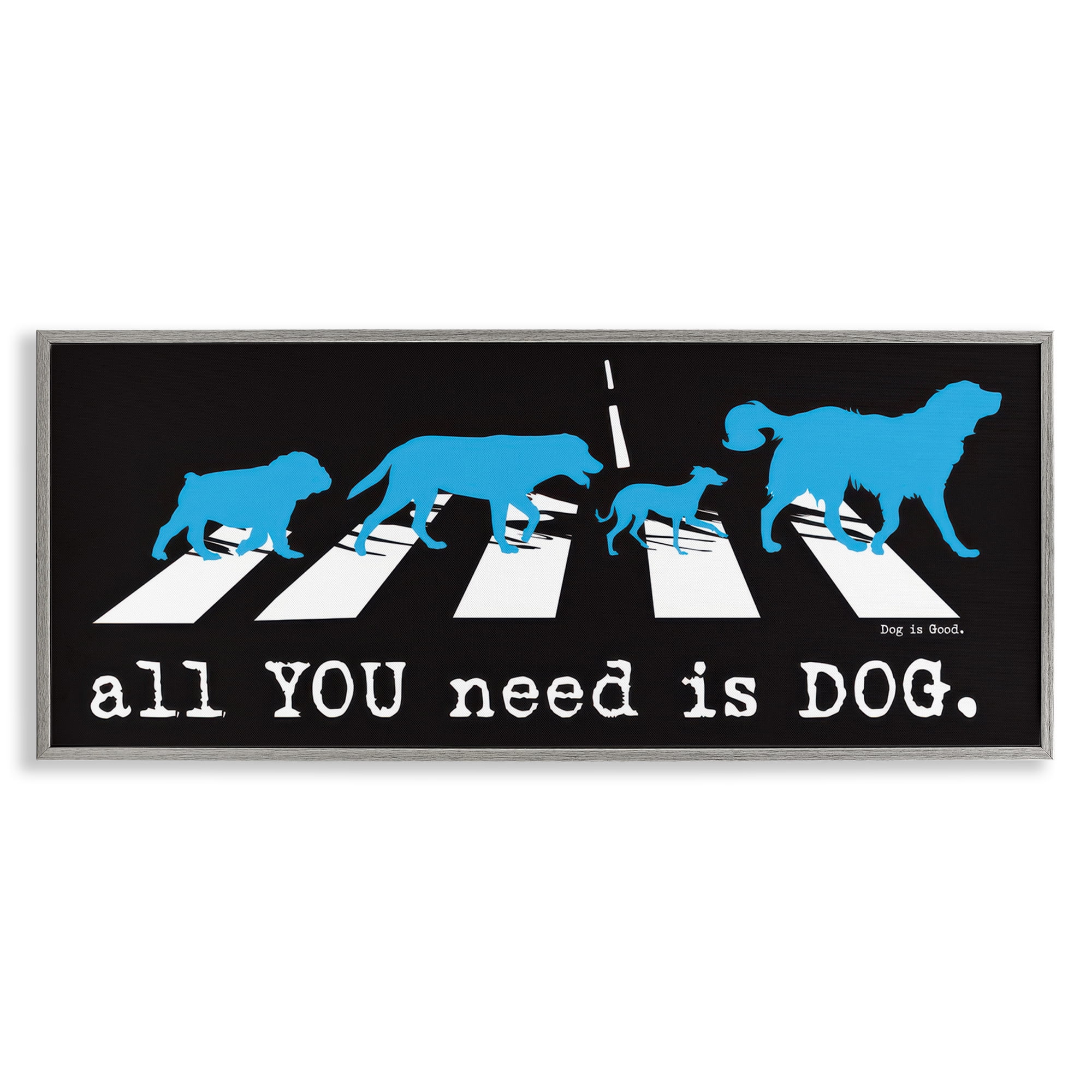 Stupell Industries Need Dog Music Pun Animals Painting Gray Framed Art Print Wall Art, 24 x 10