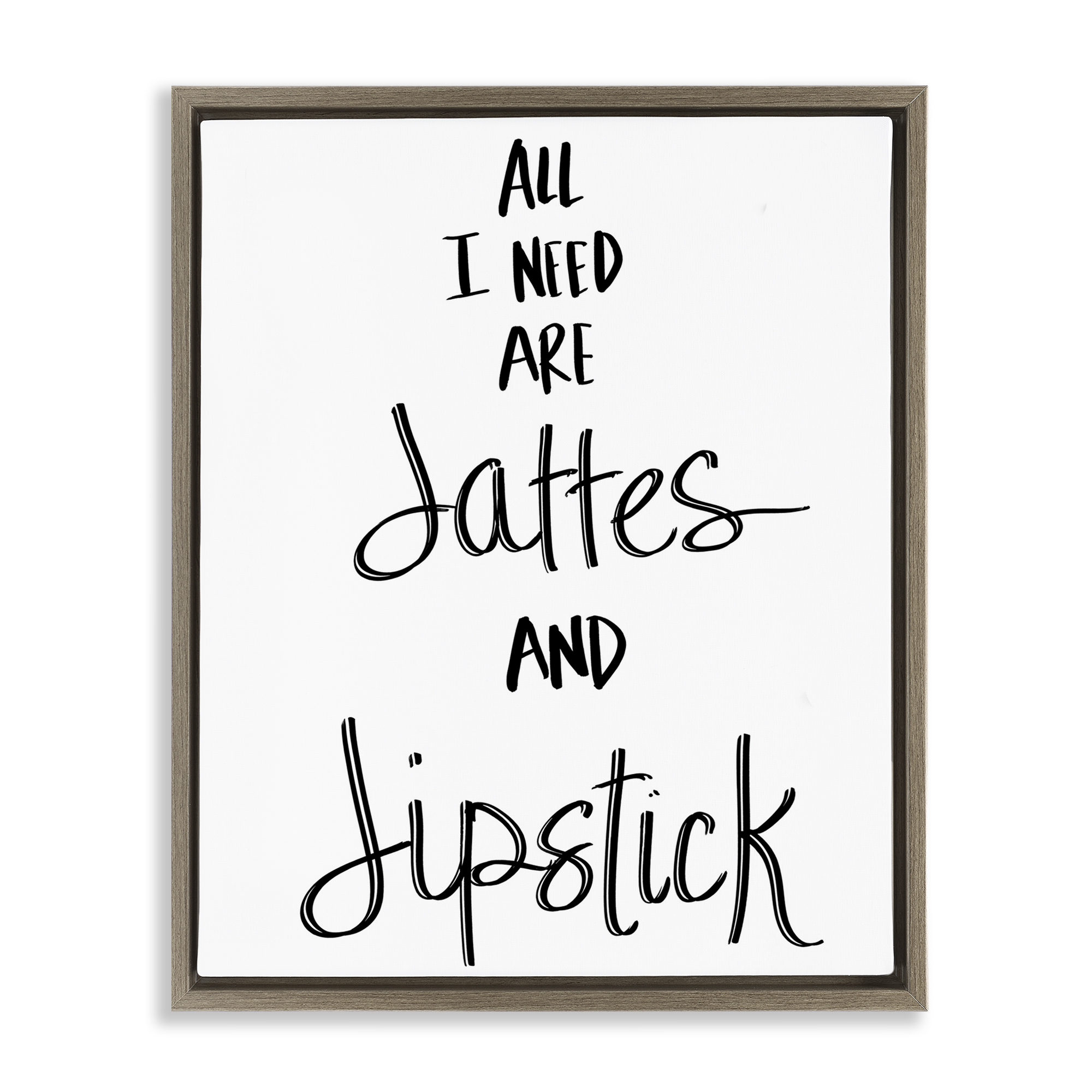 Stupell Industries Need Lattes & Lipstick Beauty & Fashion Painting Brown Floater Framed Art Print Wall Art, 25 x 31
