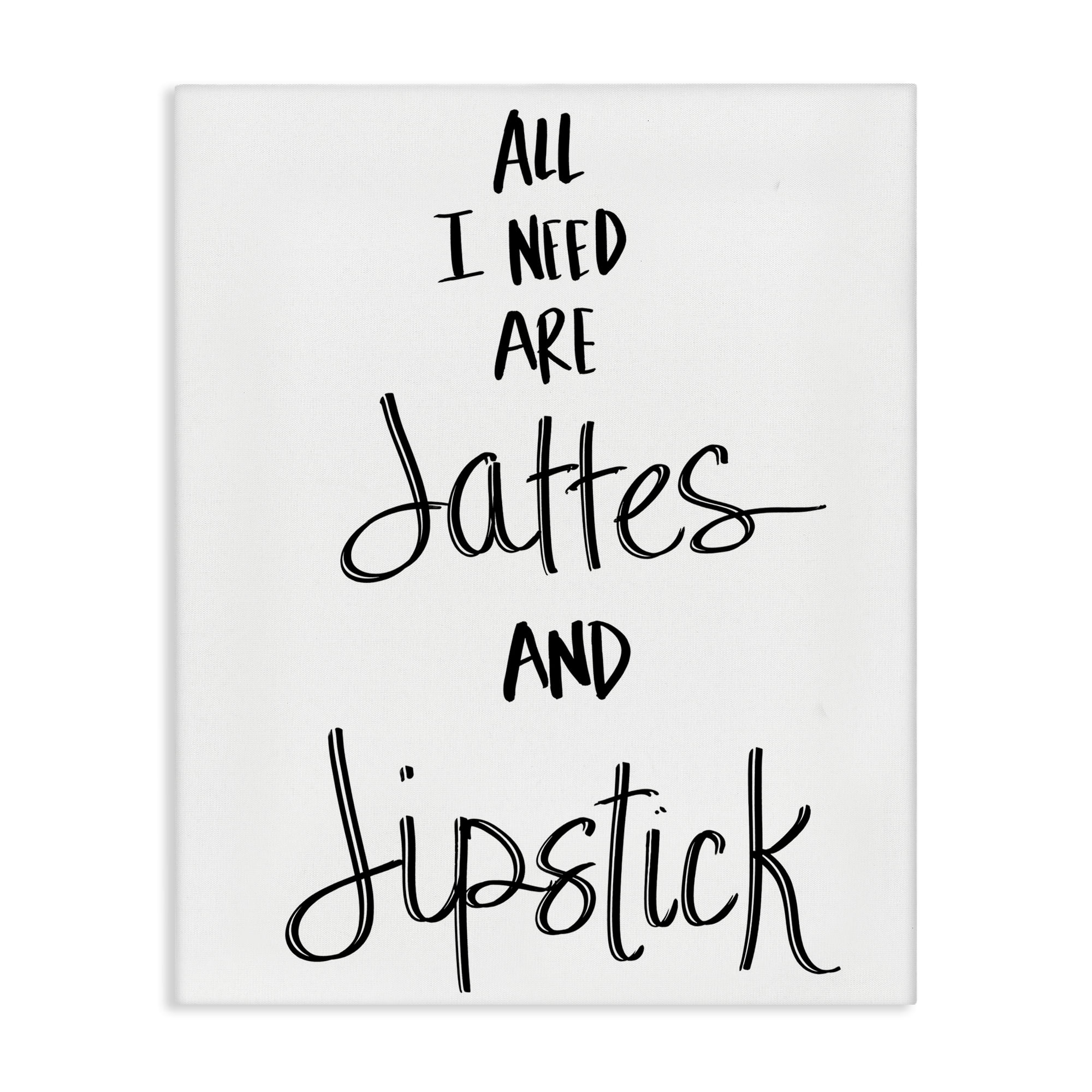 Stupell Industries Need Lattes & Lipstick Beauty & Fashion Painting Gallery Wrapped Canvas Art Print Wall Art, 36 x 48