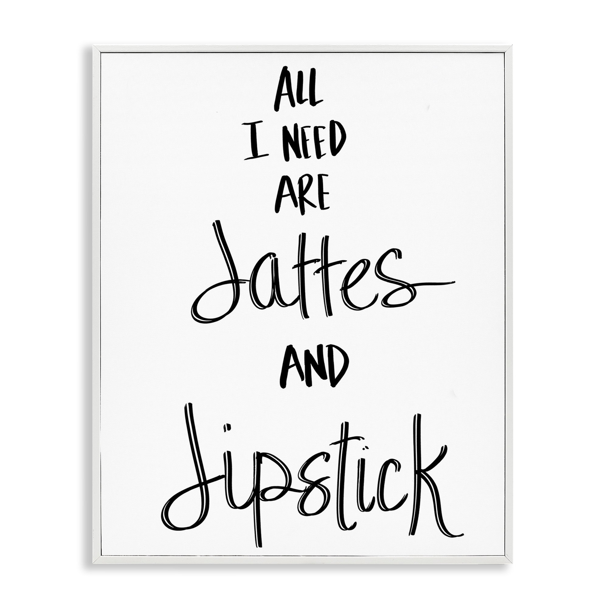 Stupell Industries Need Lattes & Lipstick Beauty & Fashion Painting White Framed Art Print Wall Art, 16 x 20