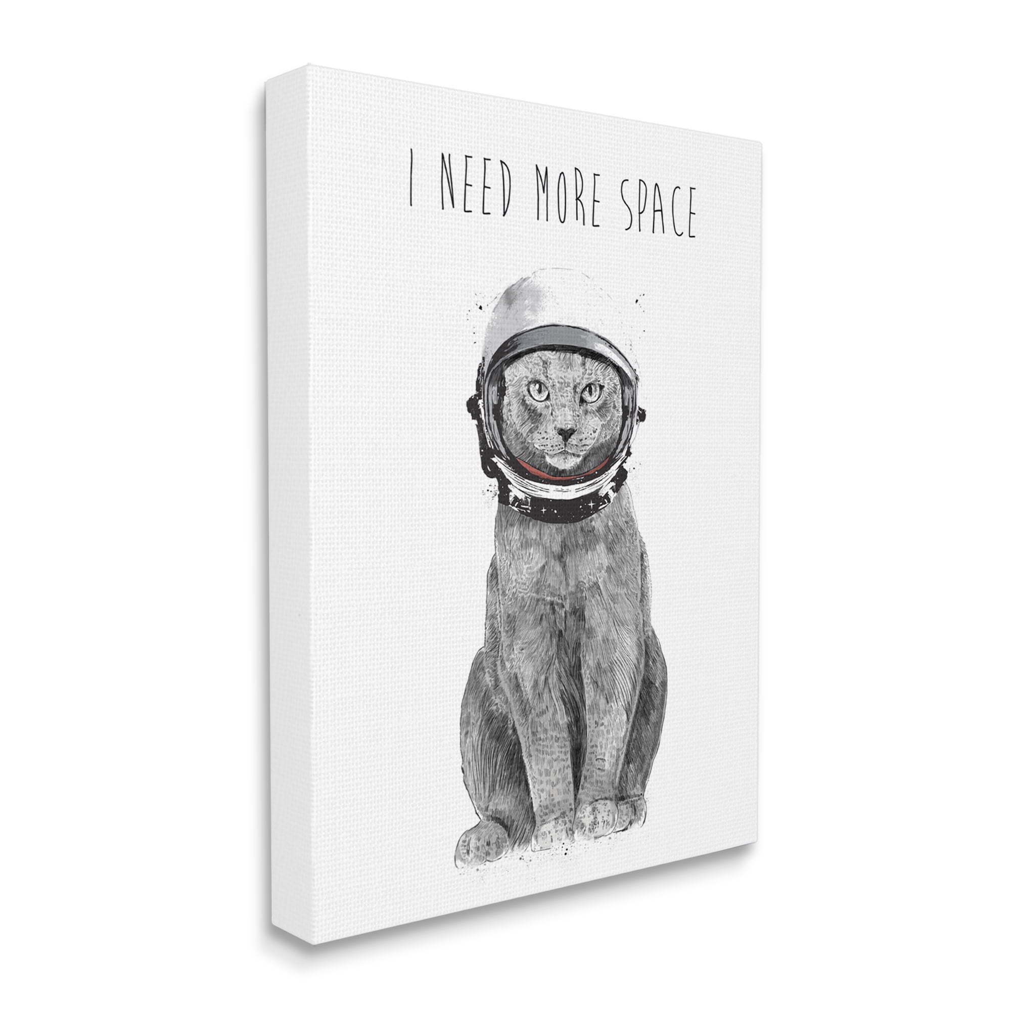 Stupell Industries Need More Space Phrase Funny Cat Astronaut Animals & Insects Painting Gallery Wrapped Canvas Art Print Wall Art, 36 x 48
