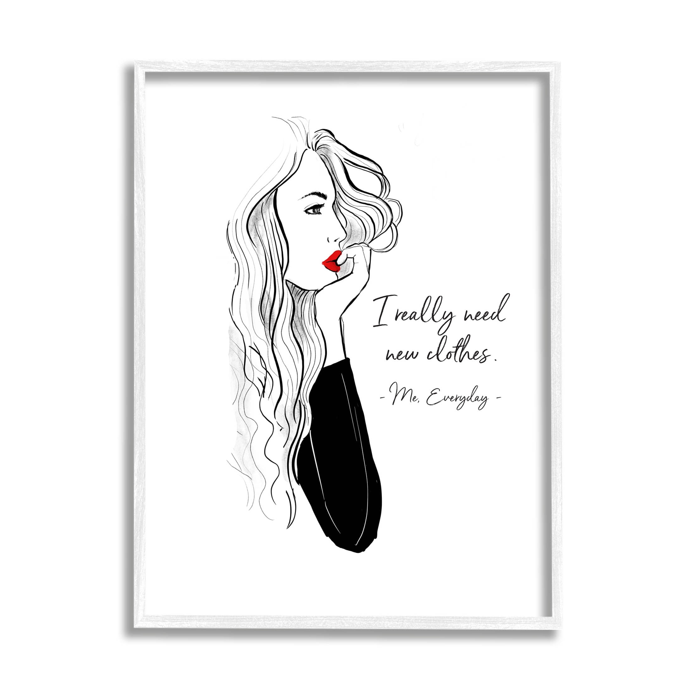 Stupell Industries Need New Clothes Funny Fashion Graphic Art White Framed Art Print Wall Art, Design by Alison Petrie
