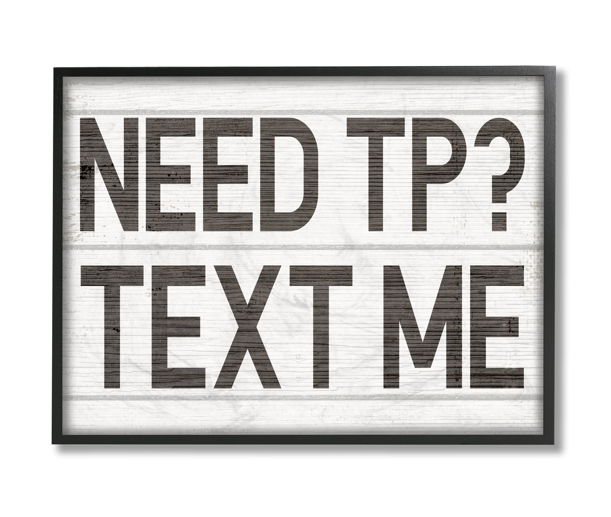 Stupell Industries Need TP Text Me Rustic Vintage Bathroom Sign Black Framed, 11 x 14, Design by Daphne Polselli
