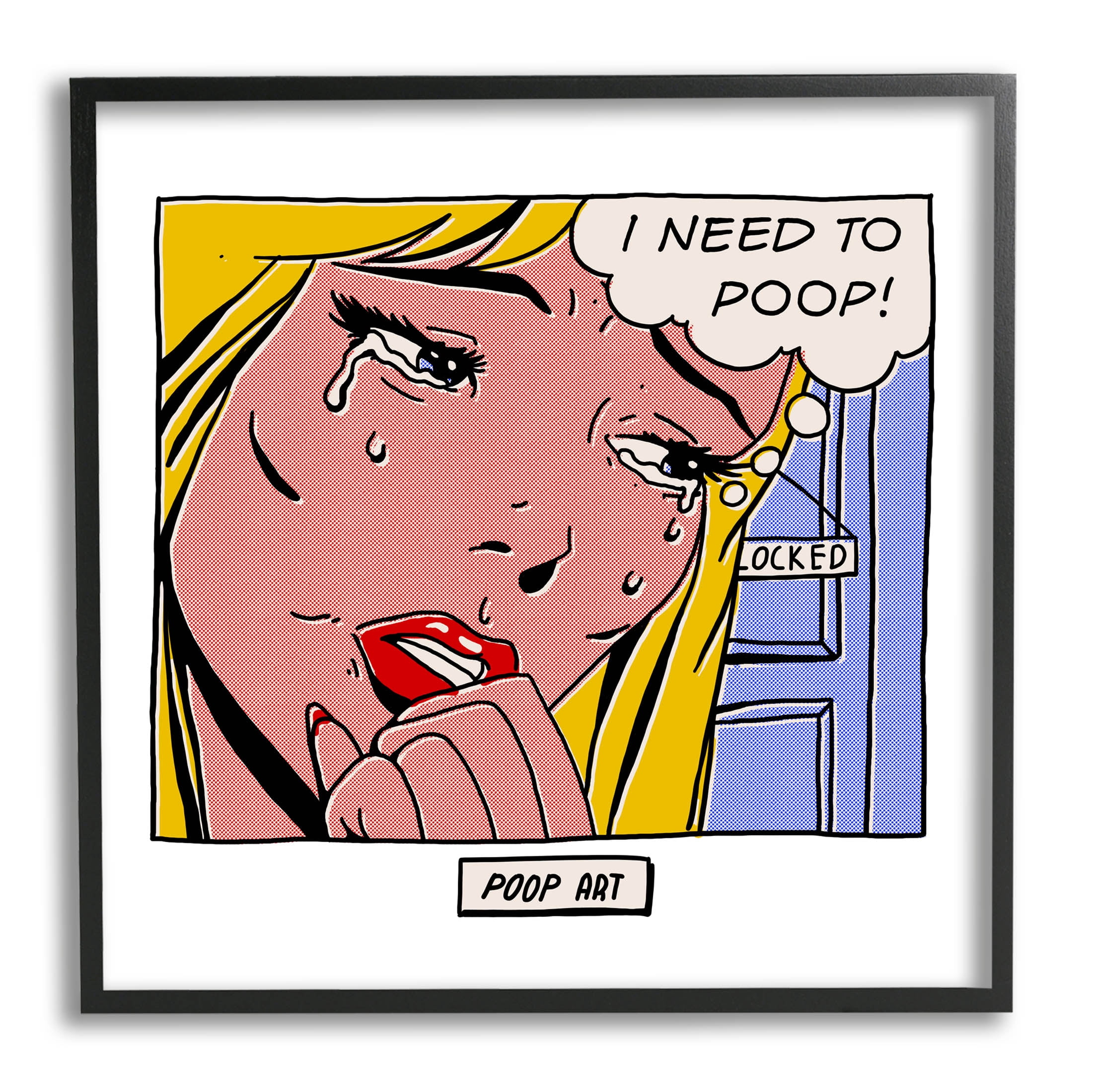 Stupell Industries Need To Poop Classic Comic Graphic Art Black Framed Art Print Wall Art, Design by Matheus Lopes Castro