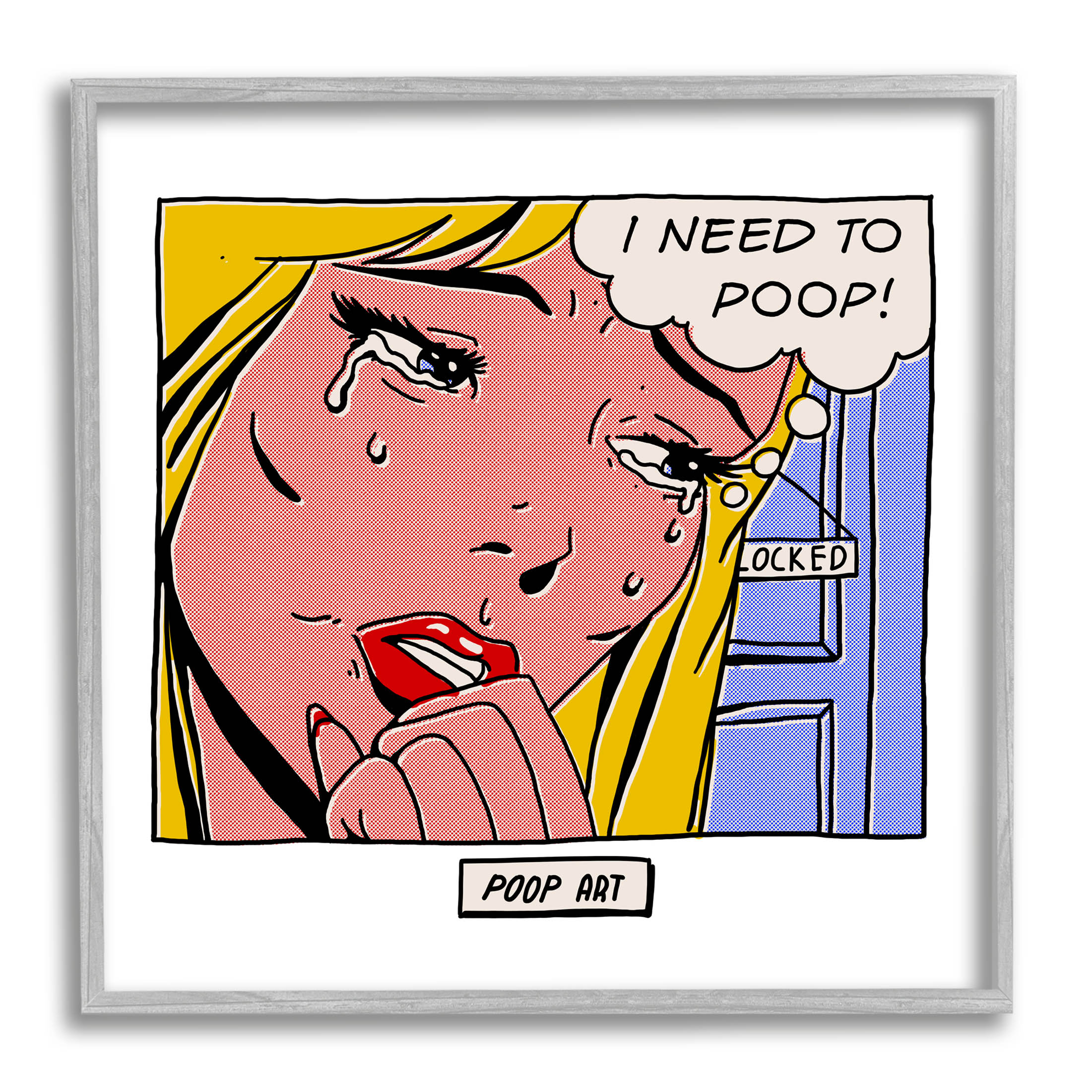 Stupell Industries Need To Poop Classic Comic Graphic Art Gray Framed Art Print Wall Art, Design by Matheus Lopes Castro
