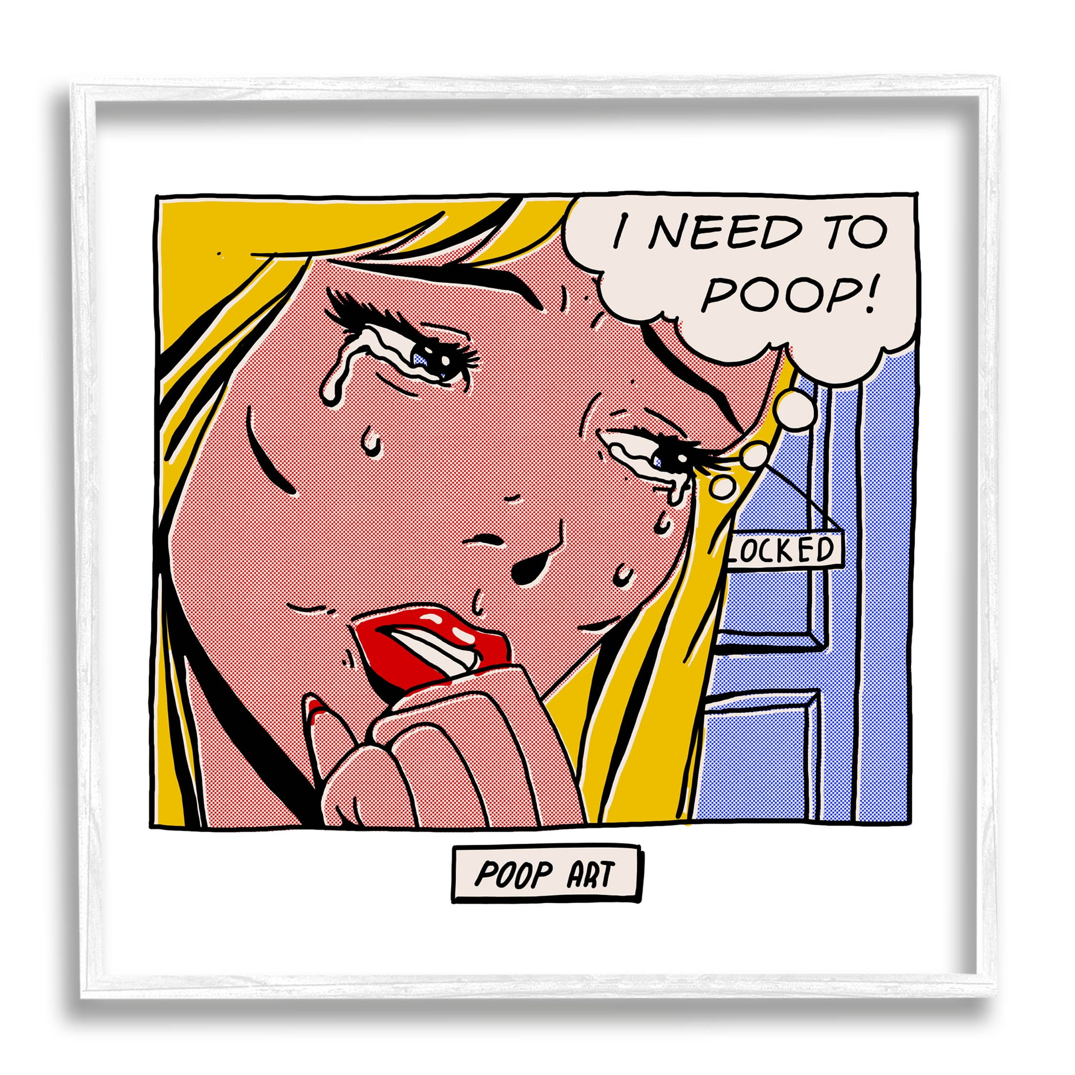 Stupell Industries Need To Poop Classic Comic Graphic Art White Framed Art Print Wall Art, Design by Matheus Lopes Castro