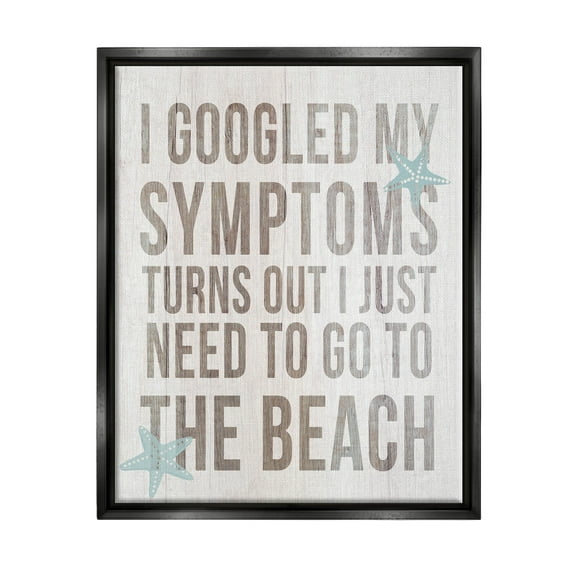 Stupell Industries Need to Go Beach Phrase Graphic Art Jet Black Floating Framed Canvas Print Wall Art, Design by Lil' Rue