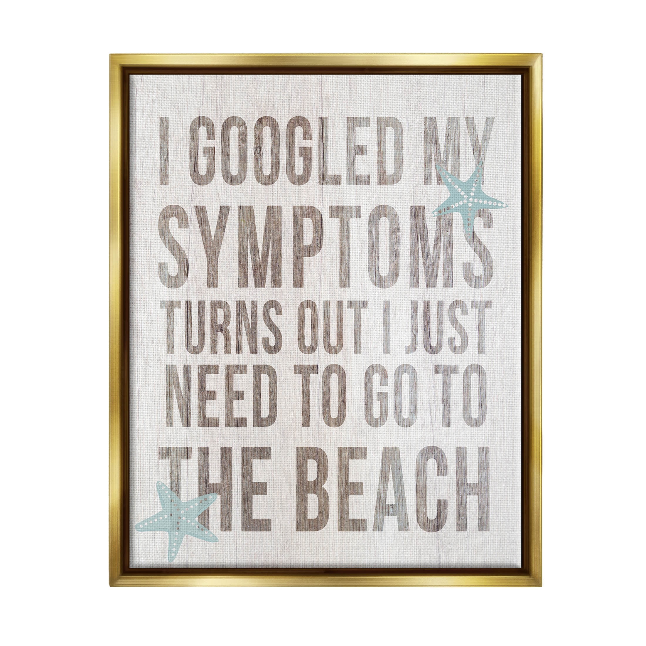 Stupell Industries Need to Go Beach Phrase Graphic Art Metallic Gold Floating Framed Canvas Print Wall Art, Design by Lil' Rue