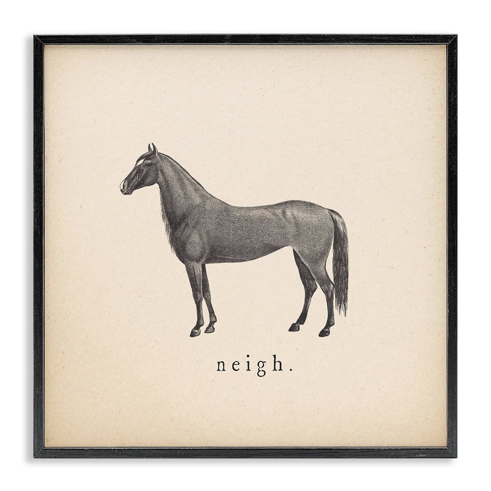 Stupell Industries Neigh Farm Horse Sounds Animals Painting Black Framed Art Print Wall Art, 17 x 17