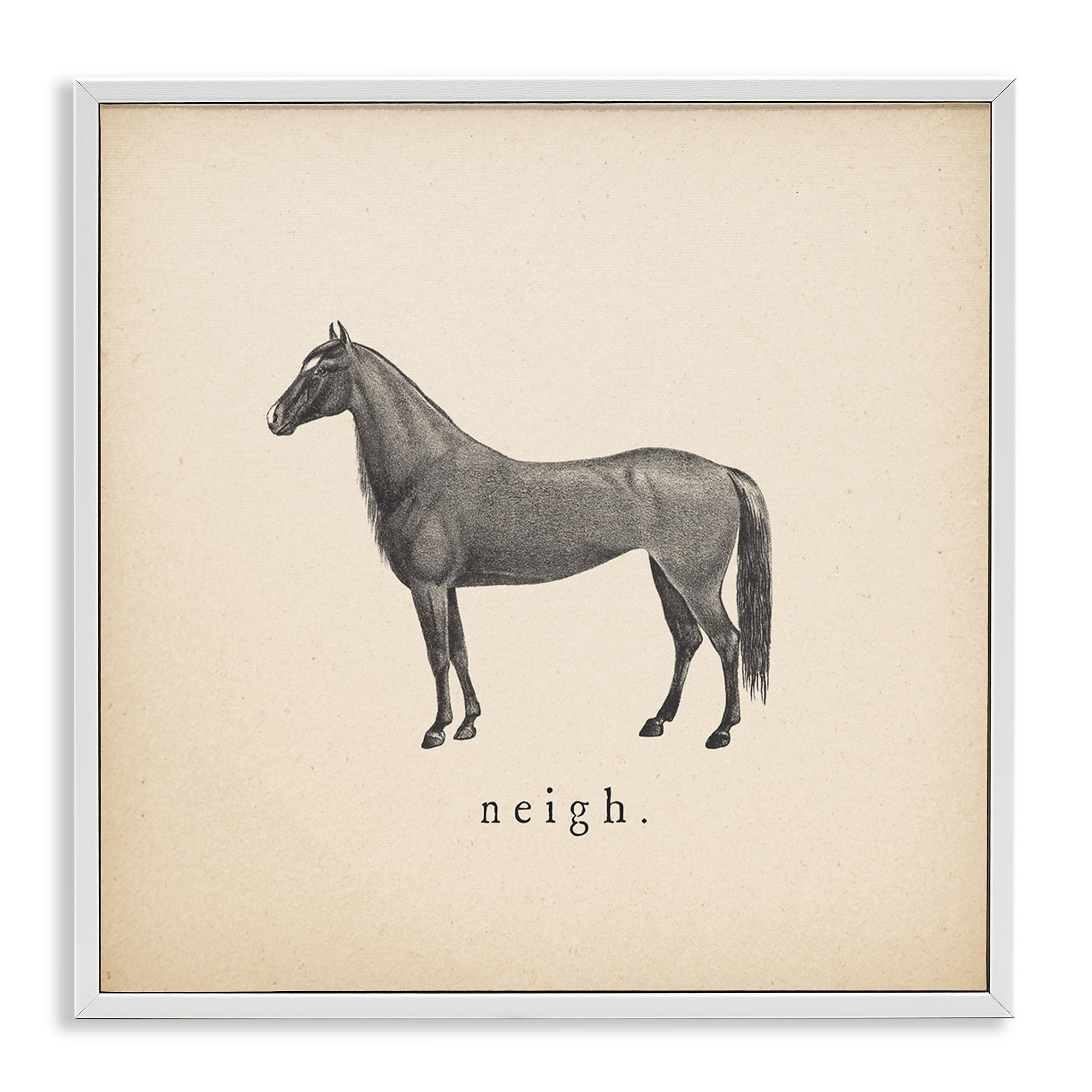 Stupell Industries Neigh Farm Horse Sounds Animals Painting White Framed Art Print Wall Art, 17 x 17