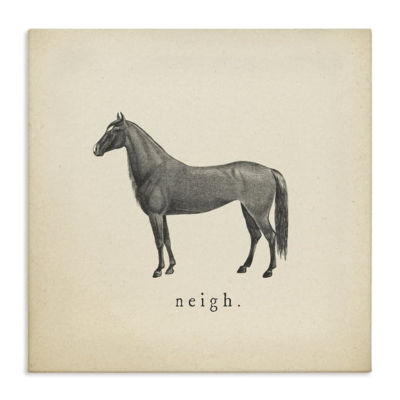 Stupell Industries Neigh Farm Horse Sounds Animals Painting Wrapped Canvas Art Print Wall Art, 17 x 17
