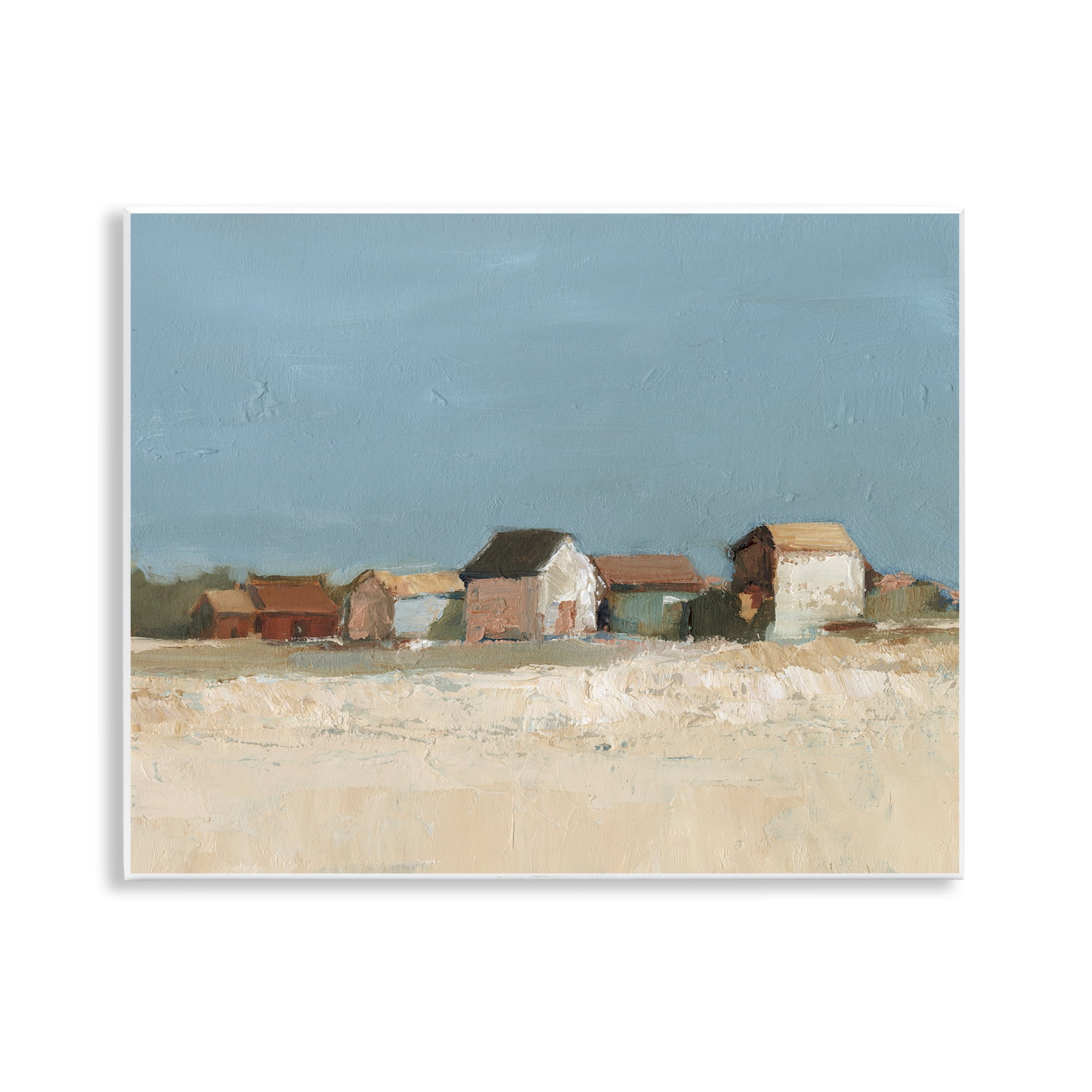 Stupell Industries Neighborhood in Distance Landscape & Nature Painting Unframed Art Print Wall Art, 14 x 11