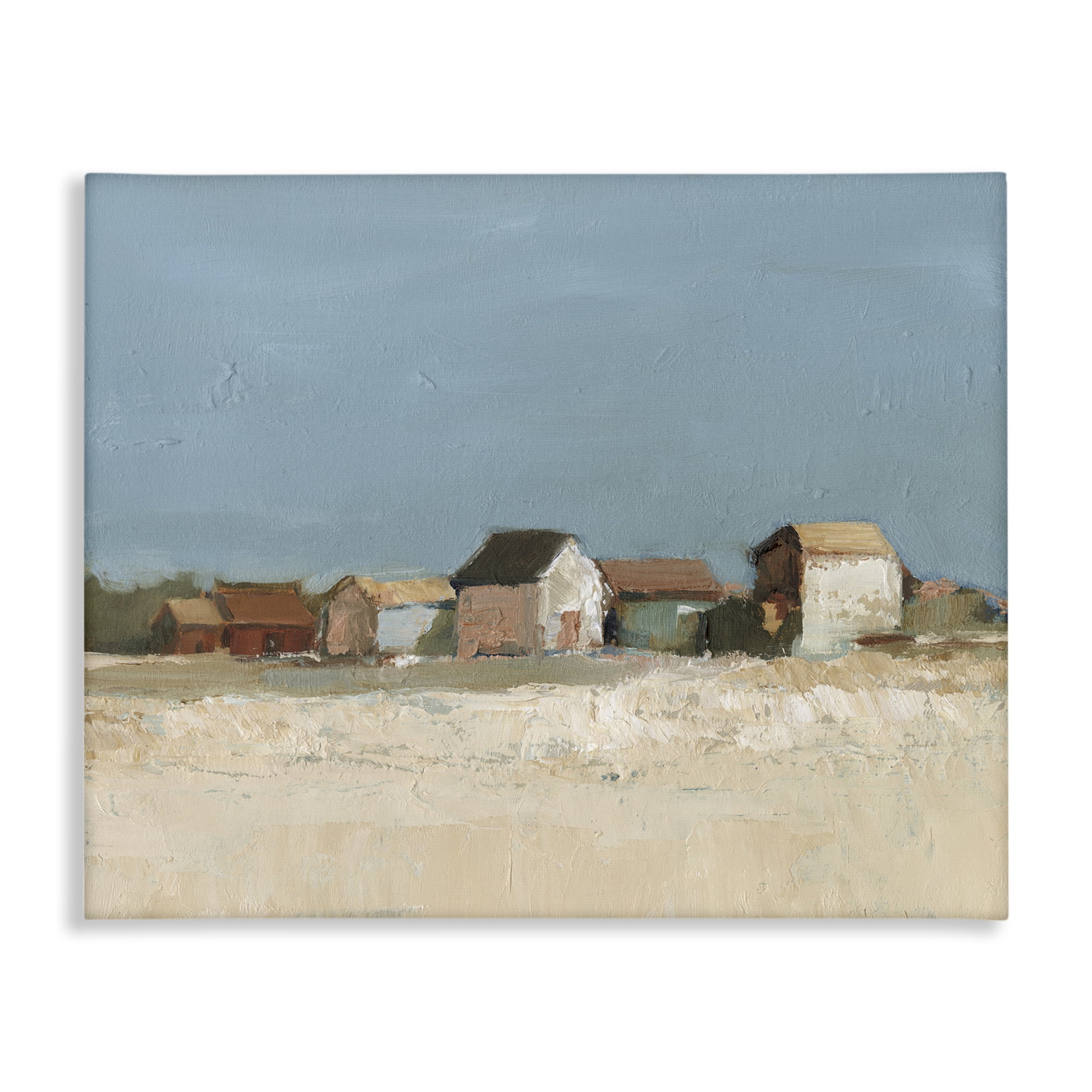Stupell Industries Neighborhood in Distance Landscape & Nature Painting Wrapped Canvas Art Print Wall Art, 40 x 30
