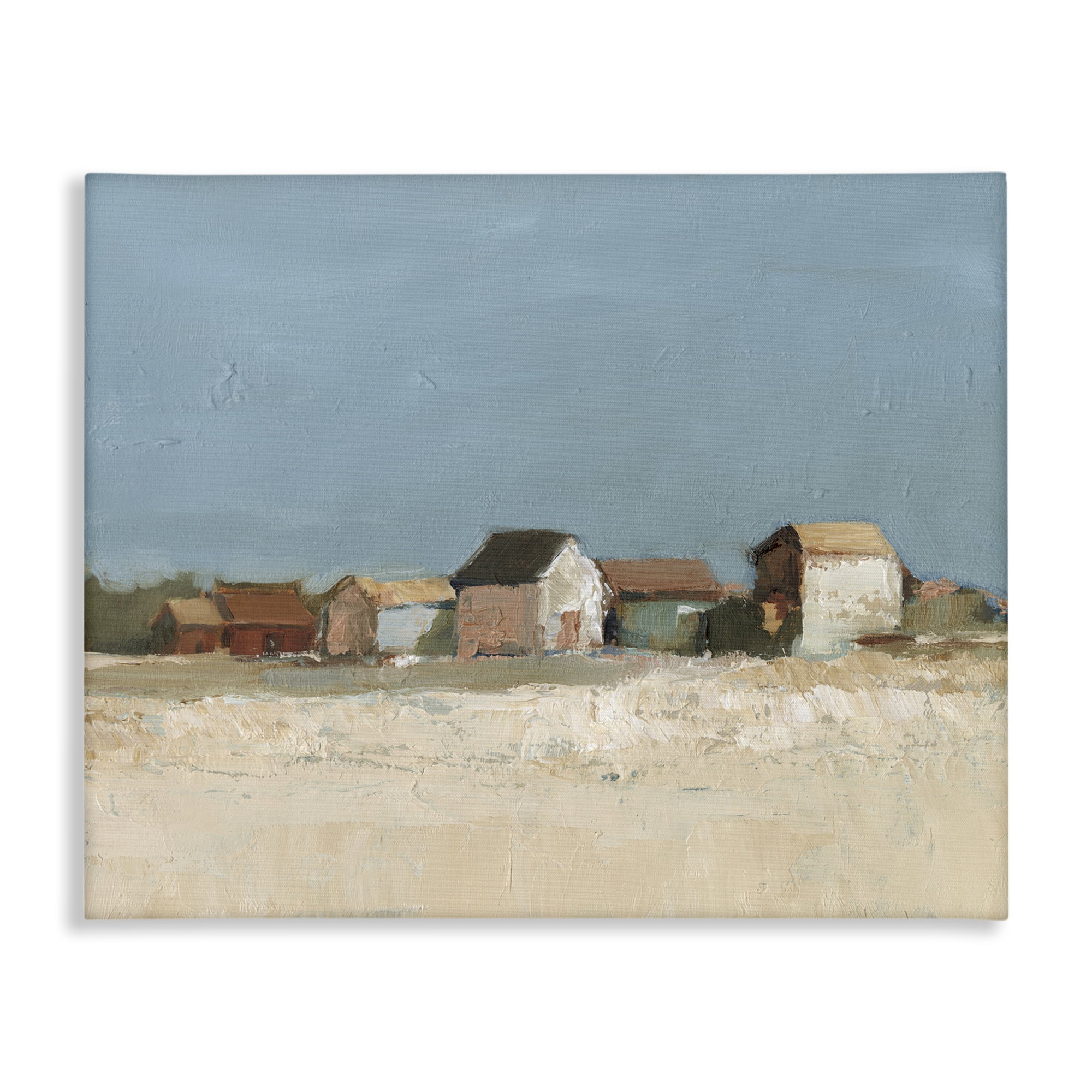 Stupell Industries Neighborhood in Distance Landscape & Nature Painting Wrapped Canvas Art Print Wall Art, 48 x 36