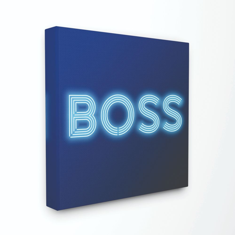Stupell Industries Neon Boss Fashion Modern Blue Word Design Canvas Wall Art by Dawn Vietro