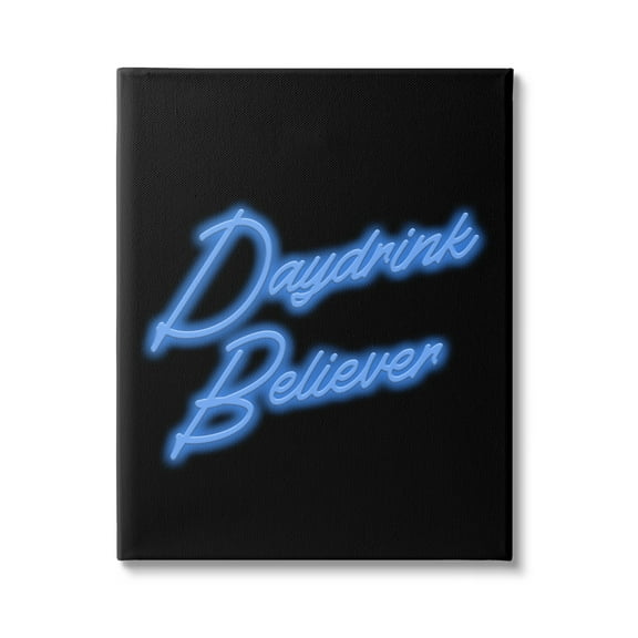 Stupell Industries Neon Daydrink Believer Phrase Inspirational Painting Gallery Wrapped Canvas Art Print Wall Art, 16 x 20