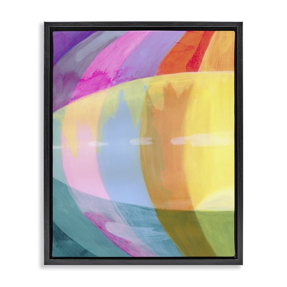 Stupell Industries Neon Flare Abstract Black Framed Floater Canvas Wall Art design by Grace Popp, 21 x 17