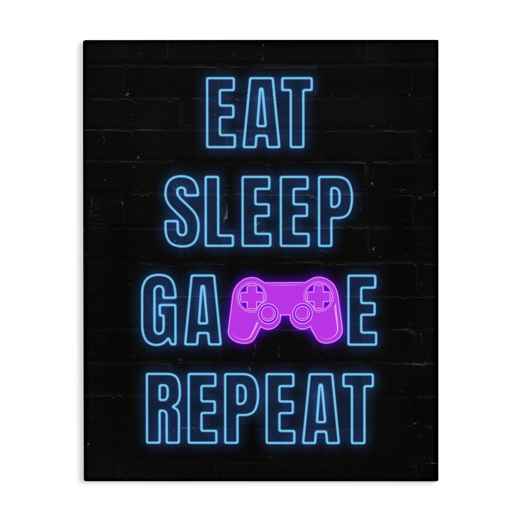 Stupell Industries Neon Gamer Lifestyle Typography Painting Gallery Wrapped Canvas Art Print Wall Art, 36 x 48
