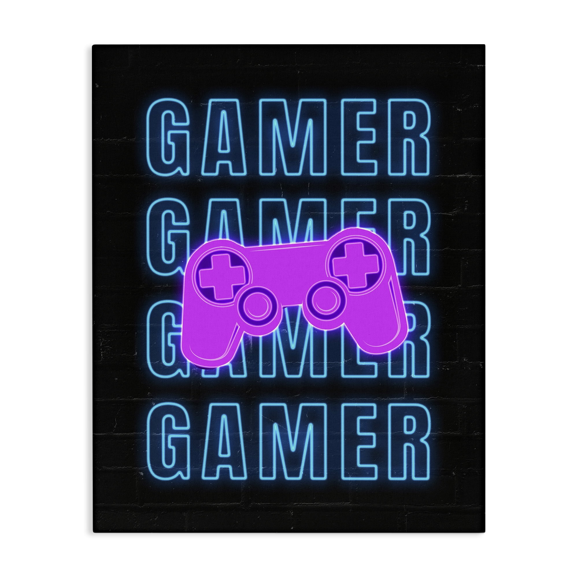 Stupell Industries Neon Gamer Words Typography Painting Gallery Wrapped Canvas Art Print Wall Art, 36 x 48
