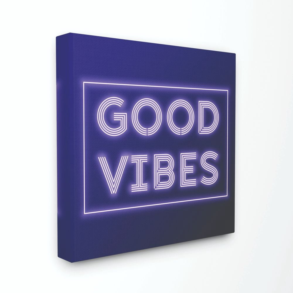 Stupell Industries Neon Good Vibes Fashion Modern Purple Word Design XL Canvas Wall Art by Dawn Vietro