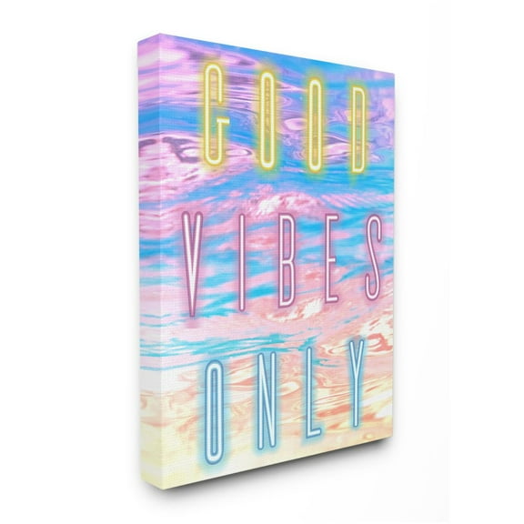 Stupell Industries Neon Good Vibes Only Phrase over Colorful Clouds Designed by Arrolynn Weiderhold