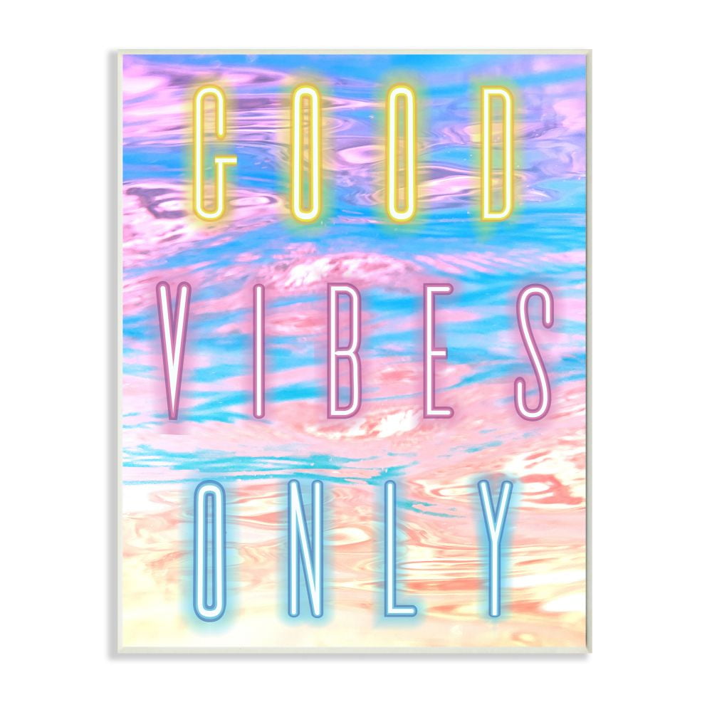Stupell Industries Neon Good Vibes Only Phrase over Colorful Clouds Designed by Arrolynn Weiderhold