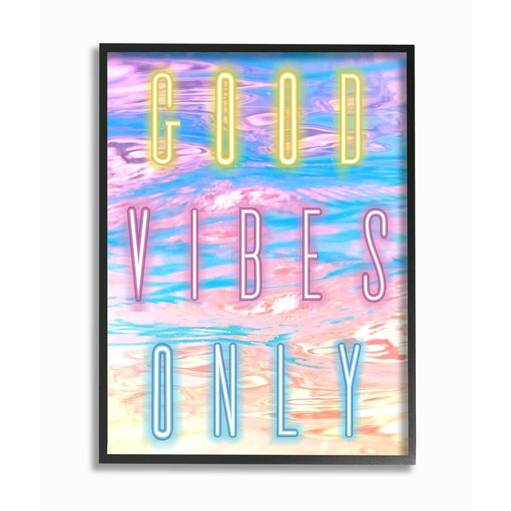 Stupell Industries Neon Good Vibes Only Phrase over Colorful Clouds Designed by Arrolynn Weiderhold